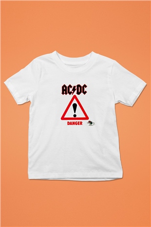 ACDC Baskılı Unisex Beyaz Çocuk Tişört
