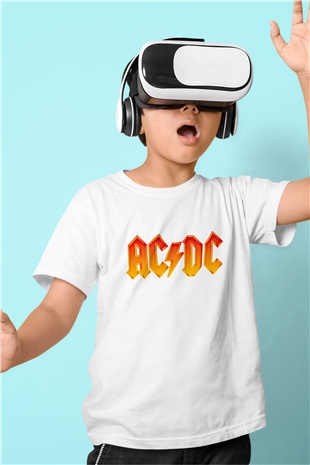 ACDC Baskılı Unisex Beyaz Çocuk Tişört