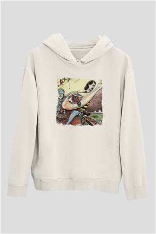 ACDC Baskılı Unisex Beyaz Hoodie