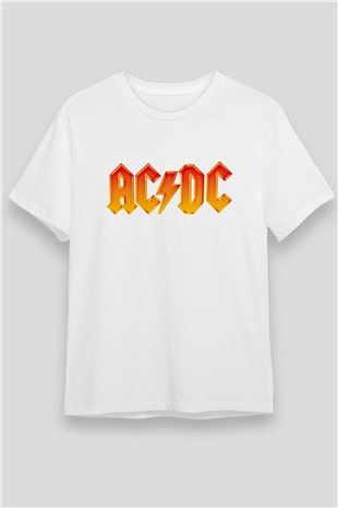 ACDC Baskılı Unisex Beyaz Tişört
