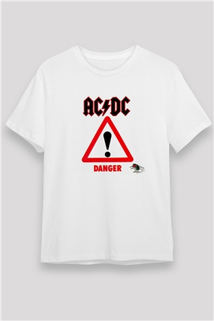 ACDC Baskılı Unisex Beyaz Tişört