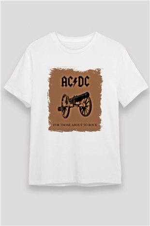 ACDC Baskılı Unisex Beyaz Tişört