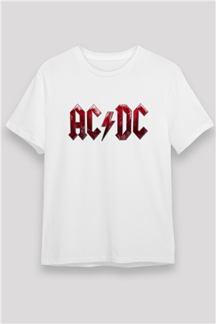 ACDC Baskılı Unisex Beyaz Tişört