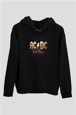 ACDC Baskılı Unisex Siyah Hoodie