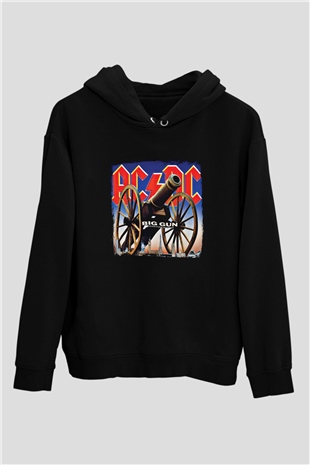 ACDC Baskılı Unisex Siyah Hoodie