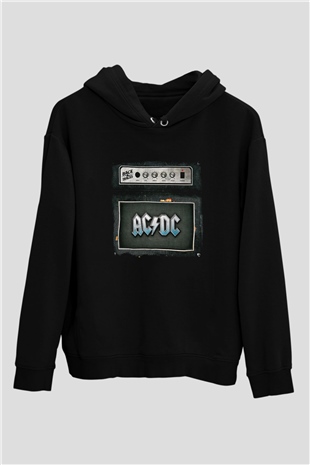ACDC Baskılı Unisex Siyah Hoodie