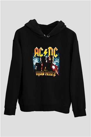ACDC Baskılı Unisex Siyah Hoodie