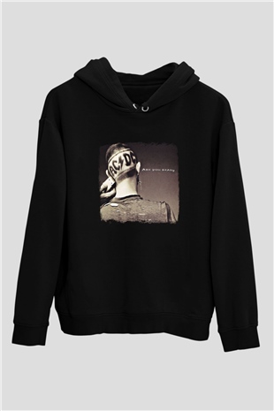 ACDC Baskılı Unisex Siyah Hoodie