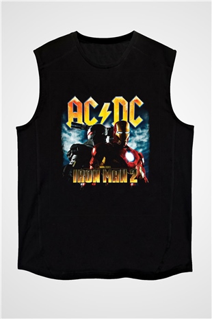 ACDC Baskılı Unisex Siyah Kolsuz Tişört
