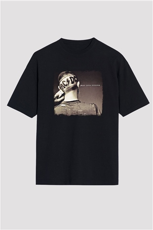 ACDC Baskılı Unisex Siyah Oversize Tişört