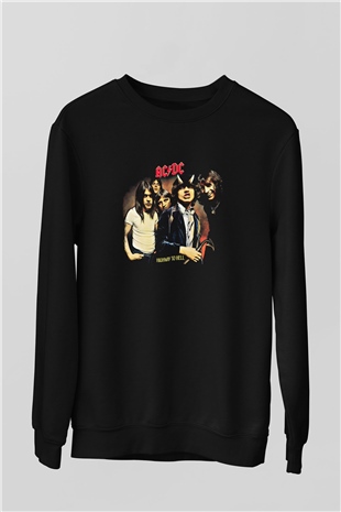 ACDC Baskılı Unisex Siyah Sweatshirt