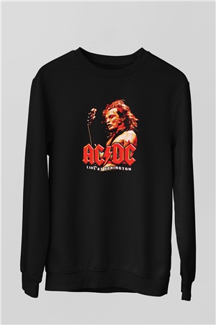 ACDC Baskılı Unisex Siyah Sweatshirt