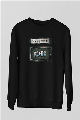 ACDC Baskılı Unisex Siyah Sweatshirt