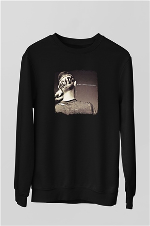 ACDC Baskılı Unisex Siyah Sweatshirt