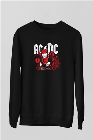 ACDC Baskılı Unisex Siyah Sweatshirt