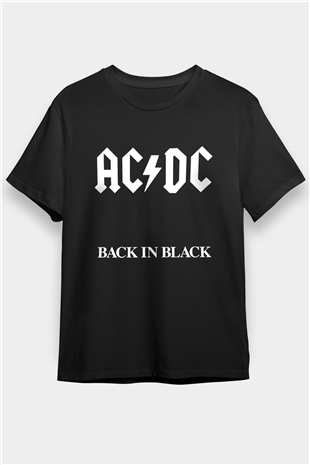 ACDC Baskılı Unisex Siyah Tişört