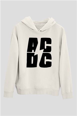 AC DC Beyaz Unisex Kapşonlu Sweatshirt