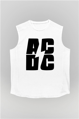 AC DC Beyaz Unisex Kolsuz Tişört
