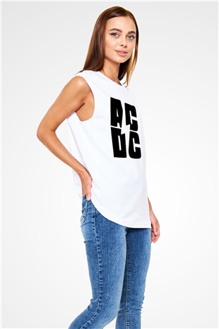 AC DC Beyaz Unisex Kolsuz Tişört