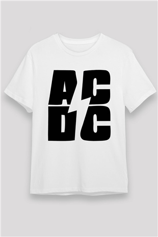 AC DC Beyaz Unisex Tişört T-Shirt - TişörtFabrikası