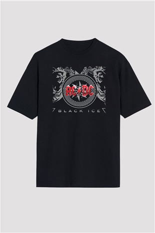 AC DC Black Ice Siyah Unisex Oversize Tişört T-Shirt