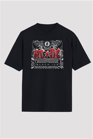 AC DC Black Ice Siyah Unisex Oversize Tişört T-Shirt