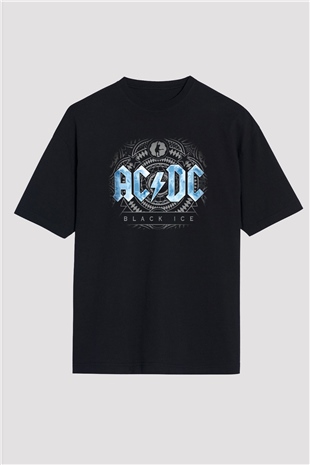 AC DC Black Ice Siyah Unisex Oversize Tişört T-Shirt