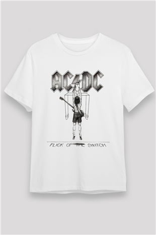 AC DC Flick Of The Switch Beyaz Unisex Tişört T-Shirt - TişörtFabrikası