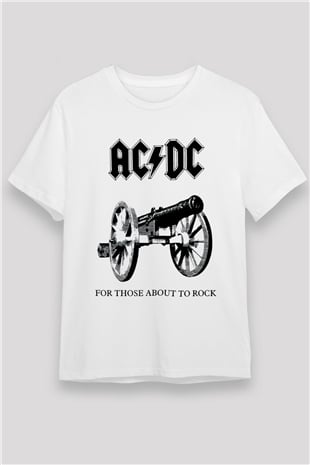 AC DC For Those About To Rock Beyaz Unisex Tişört T-Shirt - TişörtFabrikası