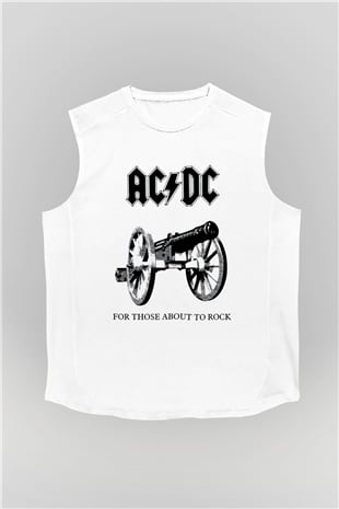 AC DC For Those About To Rock Beyaz Unisex Kolsuz Tişört
