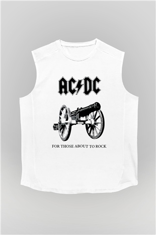AC DC For Those About To Rock Beyaz Unisex Kolsuz Tişört