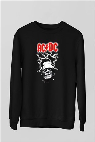 AC DC Frankenstein Thunderbolt Siyah Unisex Sweatshirt