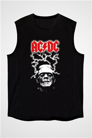 AC DC Frankenstein Thunderbolt Siyah Unisex Kolsuz Tişört