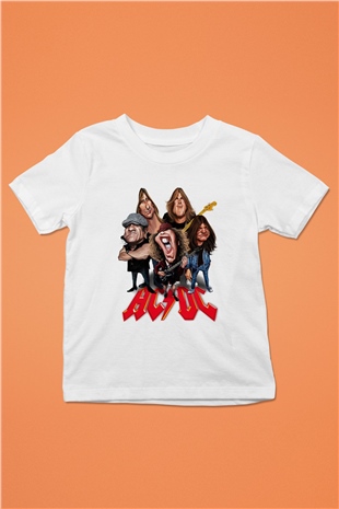 AC DC Group Baskılı Beyaz Unisex Çocuk Tişört