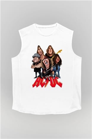 AC DC Group Beyaz Unisex Kolsuz Tişört