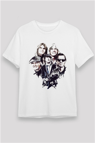 AC DC Group Beyaz Unisex Tişört T-Shirt - TişörtFabrikası