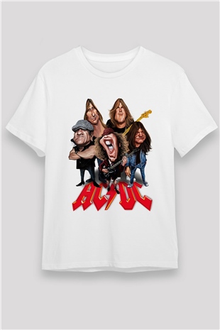 AC DC Group Beyaz Unisex Tişört T-Shirt - TişörtFabrikası