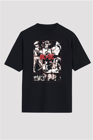 AC DC Group Concert Siyah Unisex Oversize Tişört T-Shirt
