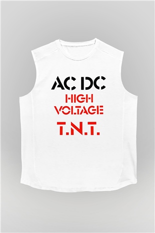 AC DC High Voltage Tnt Beyaz Unisex Kolsuz Tişört