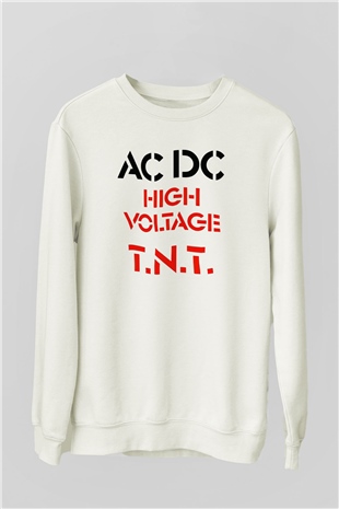 AC DC High Voltage Tnt Beyaz Unisex Sweatshirt