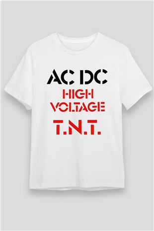 AC DC High Voltage Tnt Beyaz Unisex Tişört T-Shirt - TişörtFabrikası