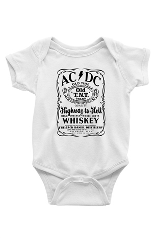 AC DC Highway To Hell Baskılı Beyaz Unisex Bebek Body - Zıbın