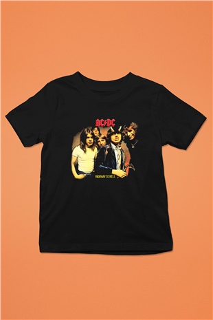 AC DC Highway To Hell Baskılı Siyah Unisex Çocuk Tişört