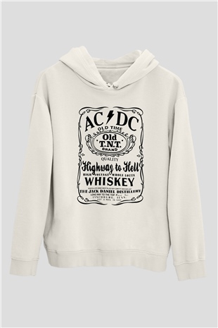 AC DC Highway To Hell Beyaz Unisex Kapşonlu Sweatshirt