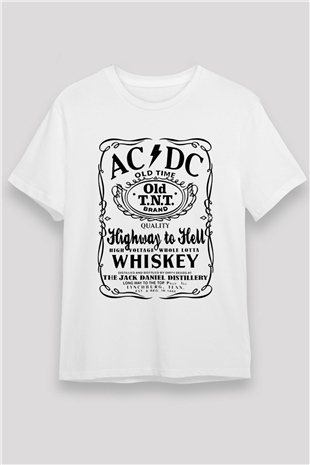AC DC Highway To Hell Beyaz Unisex Tişört T-Shirt - TişörtFabrikası