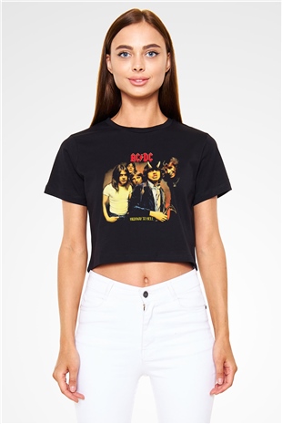 AC DC Highway To Hell Siyah Crop Top Tişört