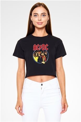 AC DC Highway To Hell Siyah Crop Top Tişört