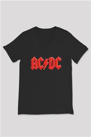 AC DC Highway To Hell Siyah Unisex V Yaka Tişört