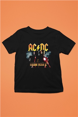AC DC Iron Man 2 Siyah Unisex Çocuk Tişört