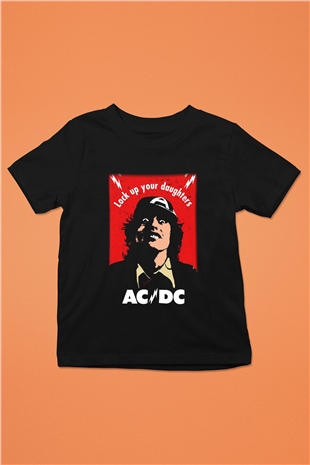 AC DC Lock Up Your Daughters Baskılı Siyah Unisex Çocuk Tişört
